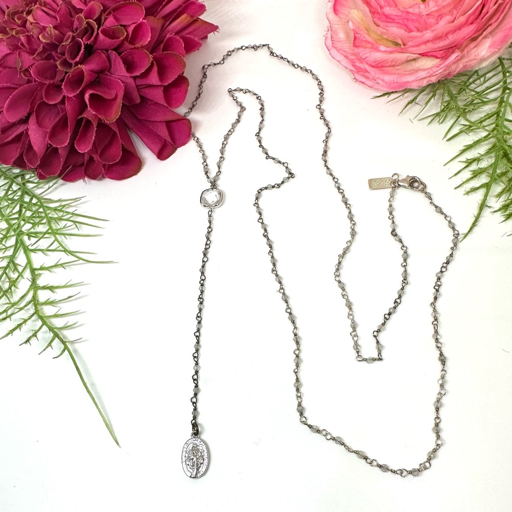 Sterling Silver B. ALLI⚜️ Rosary Crystal Necklace